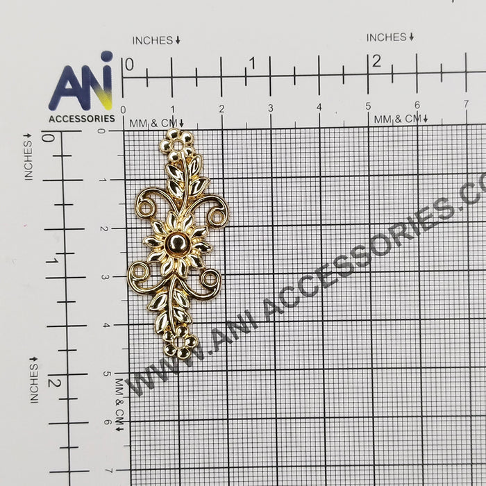 4 Pair | Sunflower Design Frog Closure Metal Buttons