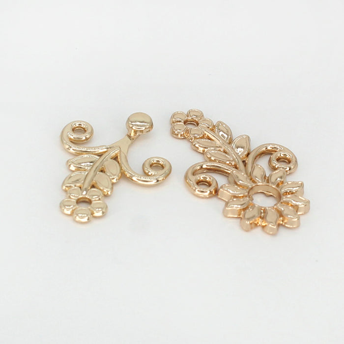 4 Pair | Sunflower Design Frog Closure Metal Buttons