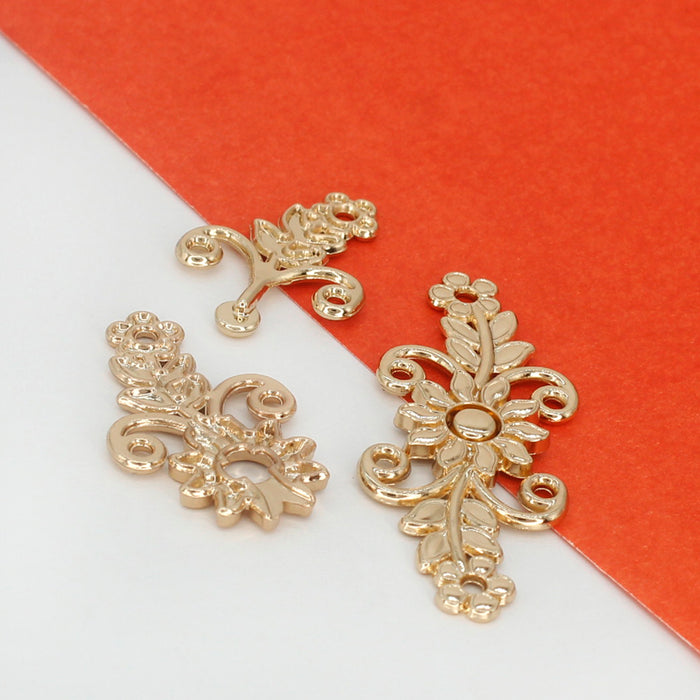 4 Pair | Sunflower Design Frog Closure Metal Buttons