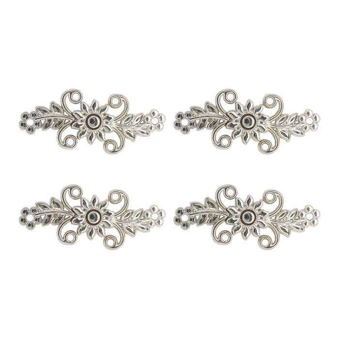 4 Pair | Sunflower Design Frog Closure Metal Buttons