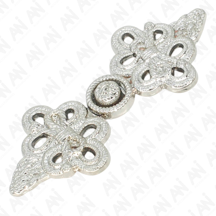 4 Pair | Symmetrical floral design Frog closure metal button