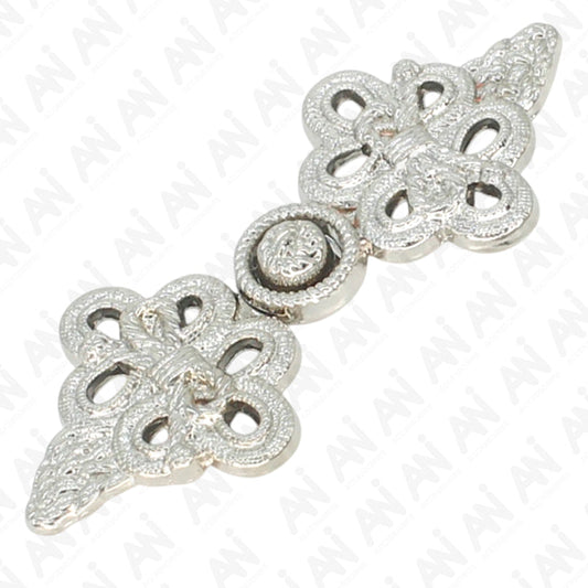 4 Pair | Symmetrical floral design Frog closure metal button