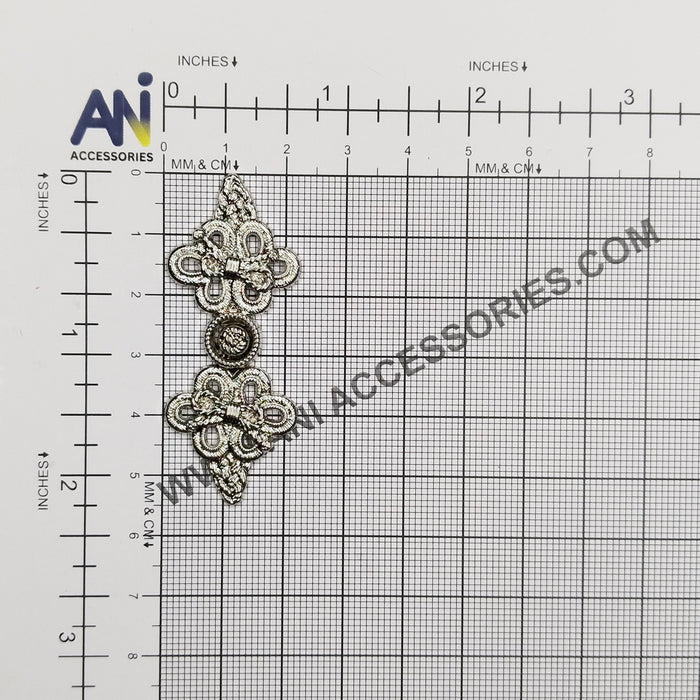 4 Pair | Symmetrical floral design Frog closure metal button