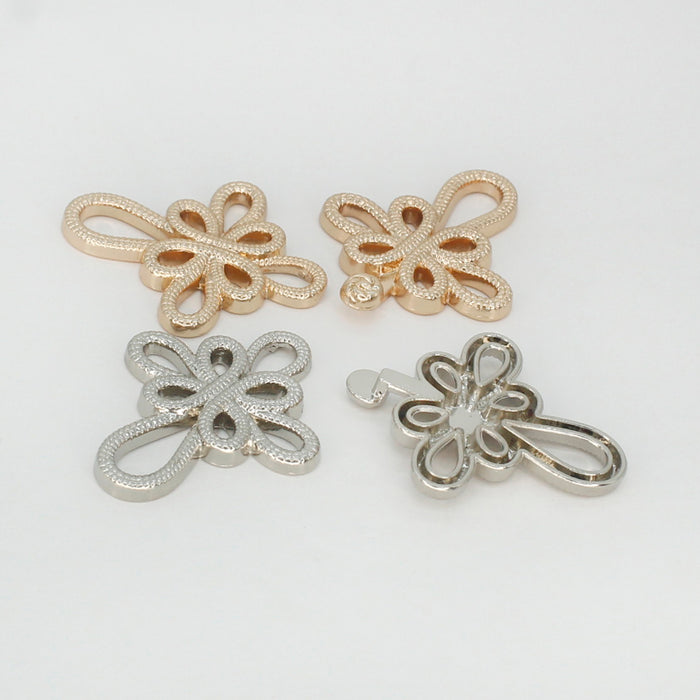 4 Pair | Twin blossom Frog closure metal Button-5.5cm×2.5cm