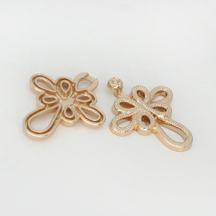 4 Pair | Twin blossom Frog closure metal Button-5.5cm×2.5cm