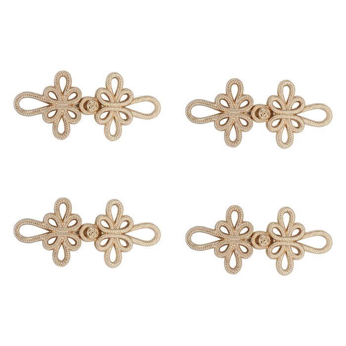 4 Pair | Twin blossom Frog closure metal Button-5.5cm×2.5cm