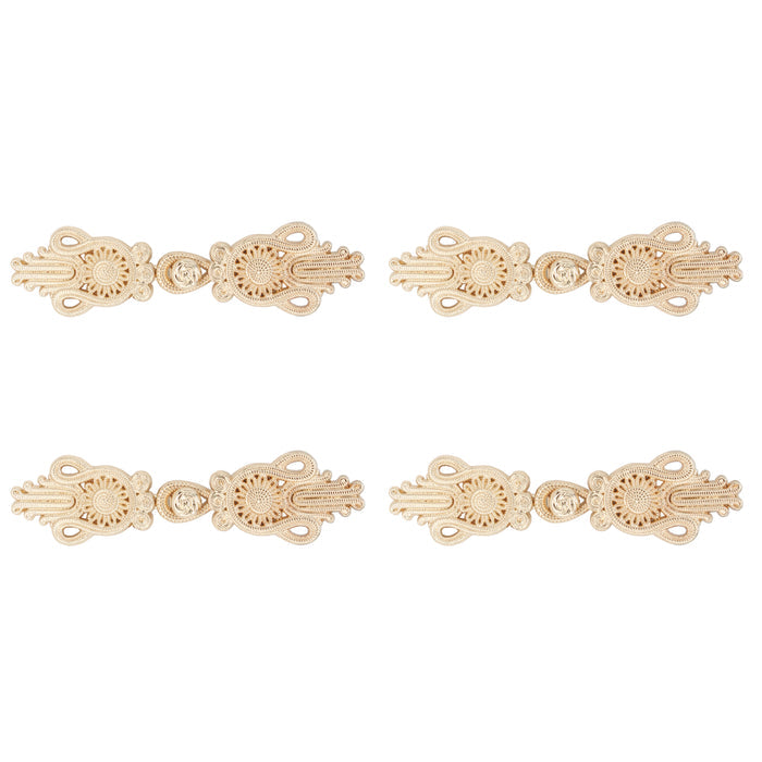 4 Pair | Two side golden sunflower design Frog closure metal button