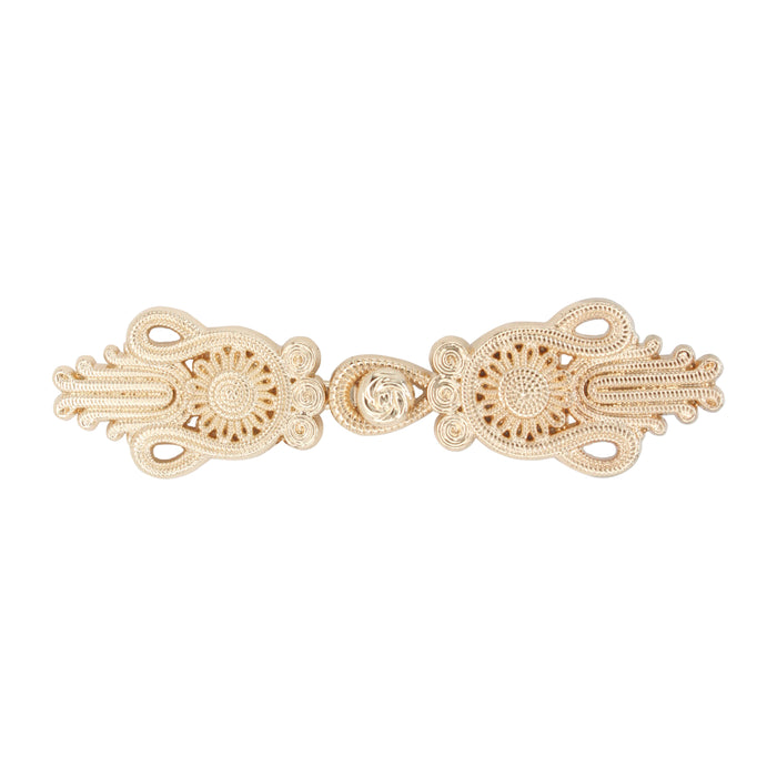 4 Pair | Two side golden sunflower design Frog closure metal button