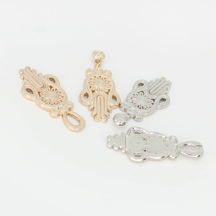 4 Pair | Two side golden sunflower design Frog closure metal button