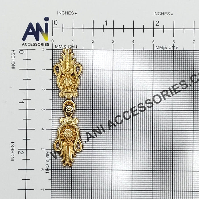 4 Pair | Two side golden sunflower design Frog closure metal button