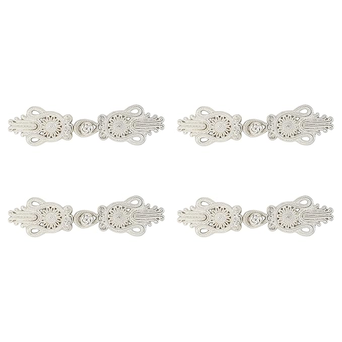 4 Pair | Two side golden sunflower design Frog closure metal button