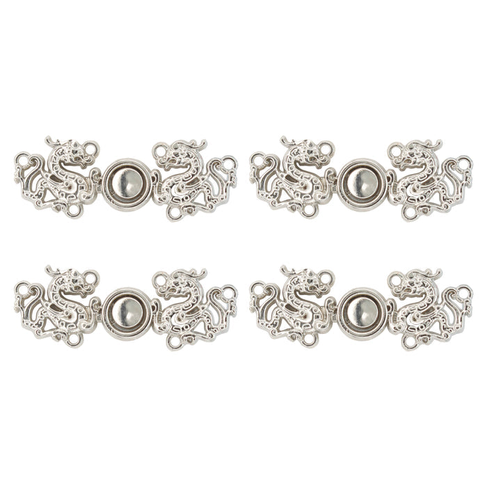 4 Pair | Two side imperial dragon design frog closure metal button