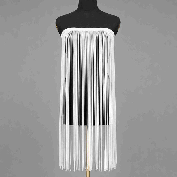 40 Inches | 2 Meter White & Black Infinite Thread Cascade Fringe Lace