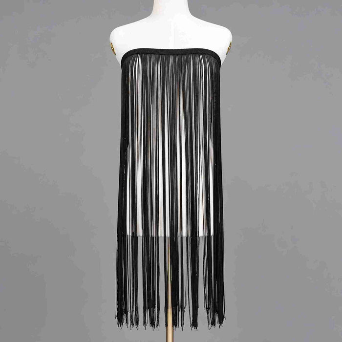 40 Inches | 2 Meter White & Black Infinite Thread Cascade Fringe Lace