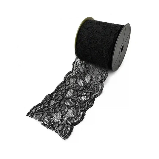 4.3 inch  | Black Ornate Floral Lace | 5 Meters | SKU-B103