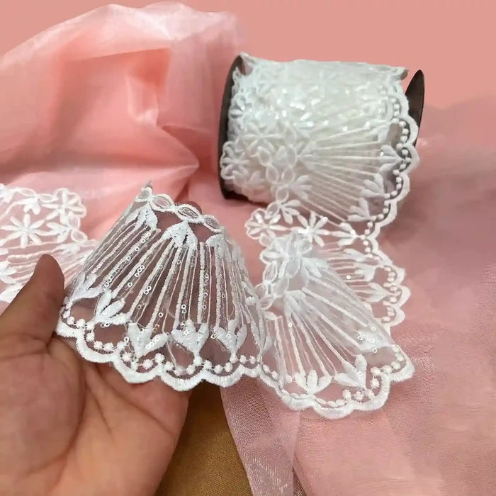 4.7 inch | Floral Fan Pleated Lace |  2 Meter | K-683