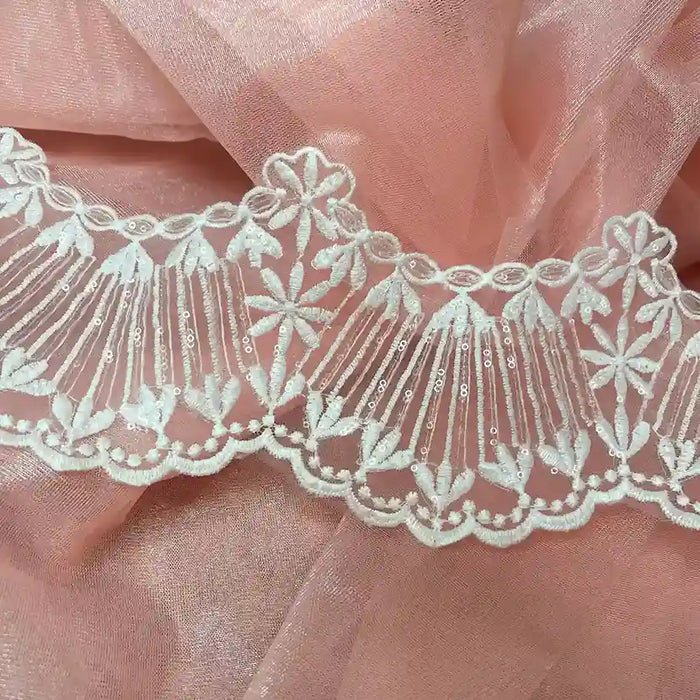 4.7 inch | Floral Fan Pleated Lace |  2 Meter | K-683