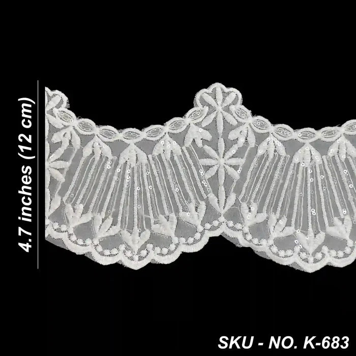 4.7 inch | Floral Fan Pleated Lace |  2 Meter | K-683