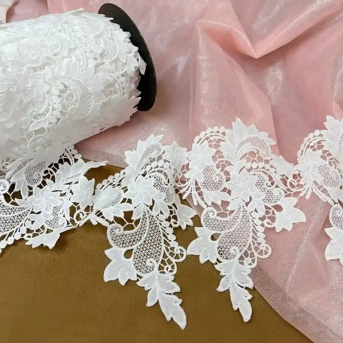 7.4 inch | Floral & Leafy Embroidered Lace Border | 2 Meter | K-2/727