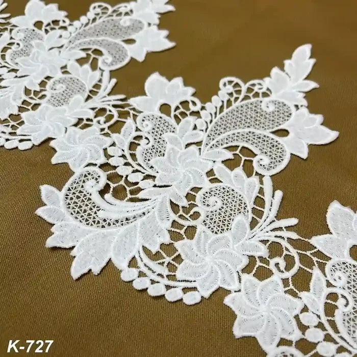 7.4 inch | Floral & Leafy Embroidered Lace Border | 2 Meter | K-2/727