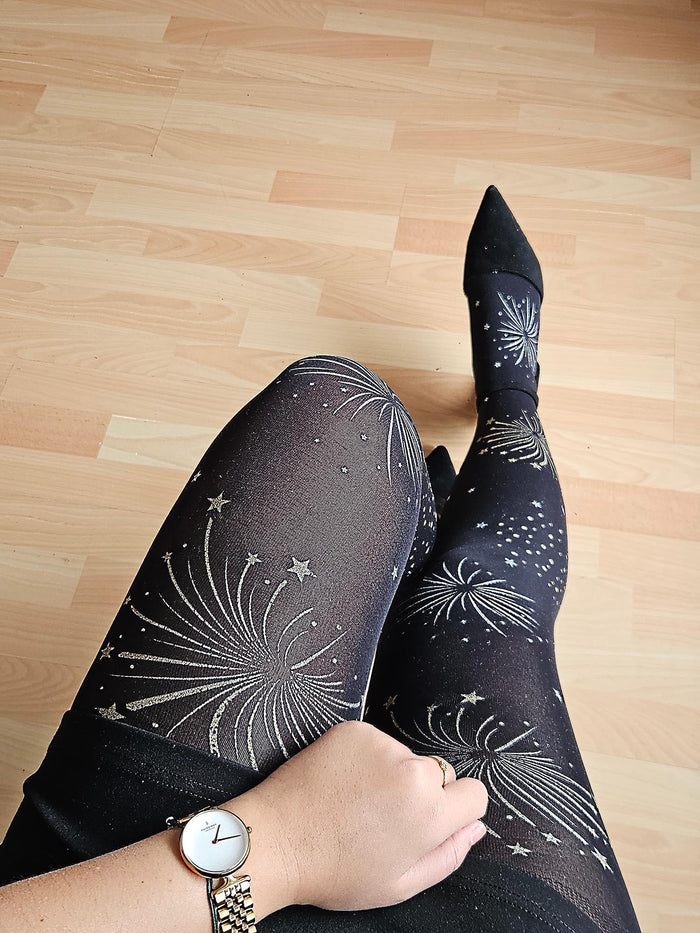 80 Denier Opaque Tights - Glitter Fireworks