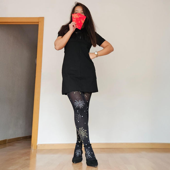 80 Denier Opaque Tights - Glitter Fireworks