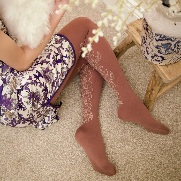 80 Denier Opaque Tights - Peonies