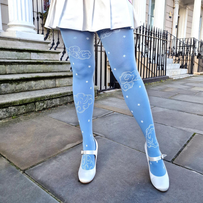 80 Denier Opaque Tights - Woodcut Clouds