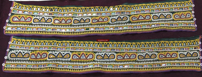 989 Vintage Embroidery Panels Trim - Vintage Rabari Embroidery from Gujarat-WOVENSOULS-Antique-Vintage-Textiles-Art-Decor