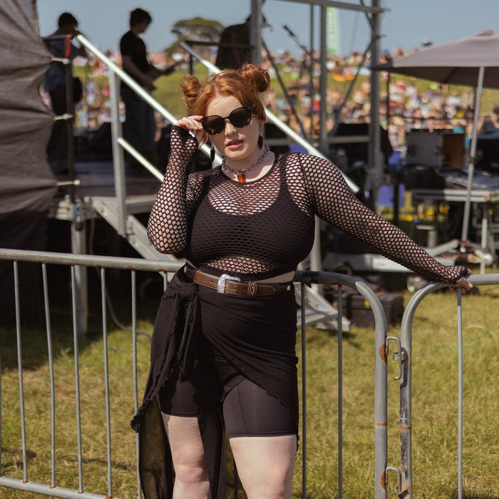 Alanis Full Fishnet Top - Black