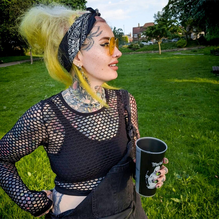 Alanis Full Fishnet Top - Black