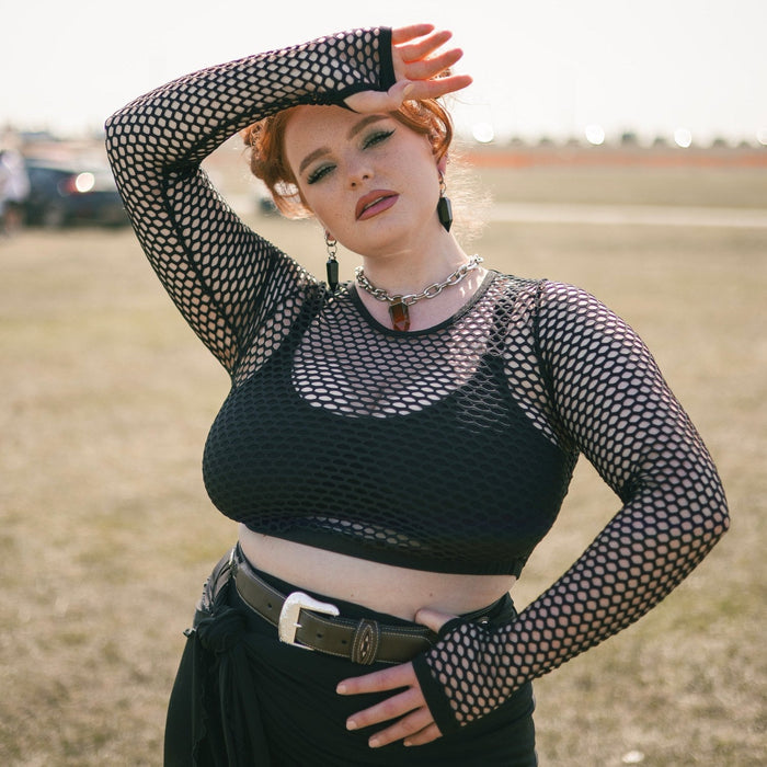 Alanis Full Fishnet Top - Black