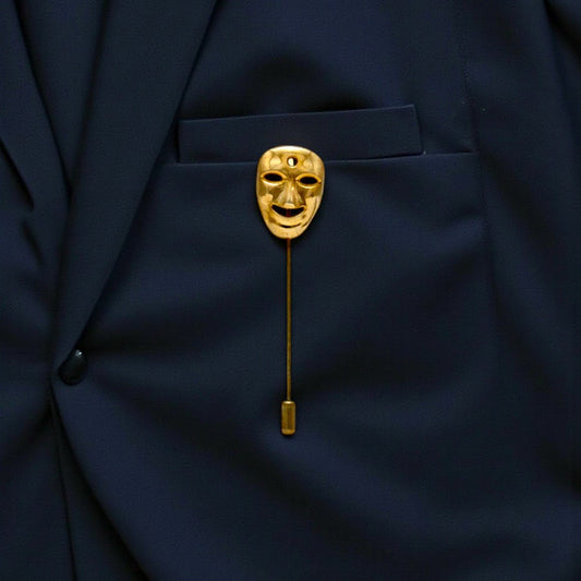 Ani Accessories Gold Mask Lapel Pin for Unique Style