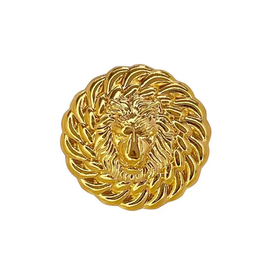 Ani Accessories lion head gold brooch featuring an intricate lion design with a textured finish