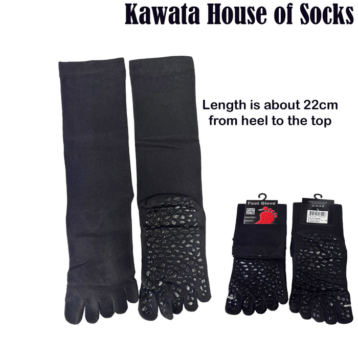 Anti-Slip Cotton Toe Socks – CALF Length with Silicone Grip Sole Rocky Design