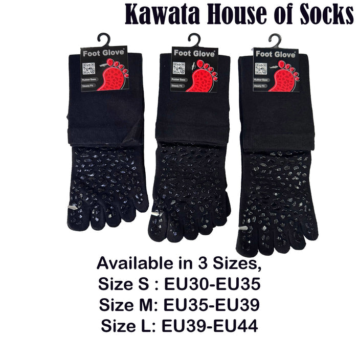 Anti-Slip Cotton Toe Socks – CALF Length with Silicone Grip Sole Rocky Design