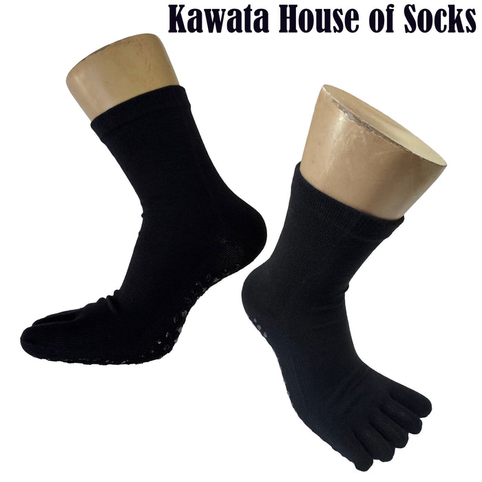 Anti-Slip Cotton Toe Socks – CREW Length with Silicone Grip Sole Rocky Design