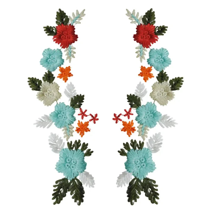 Aquatic Floral Embroidery Patch