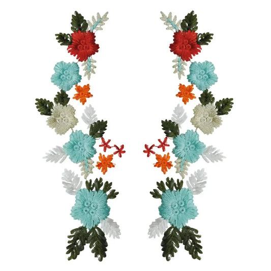 Aquatic Floral Embroidery Patch