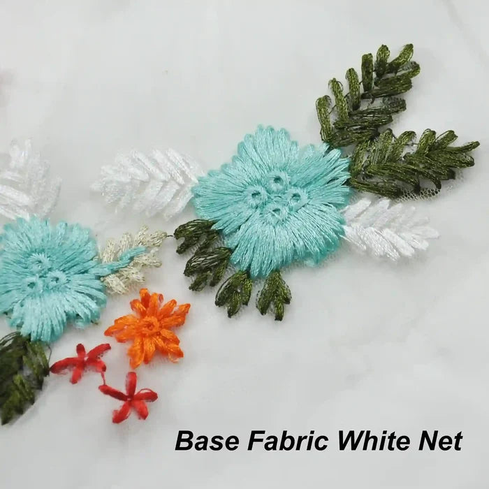 Aquatic Floral Embroidery Patch