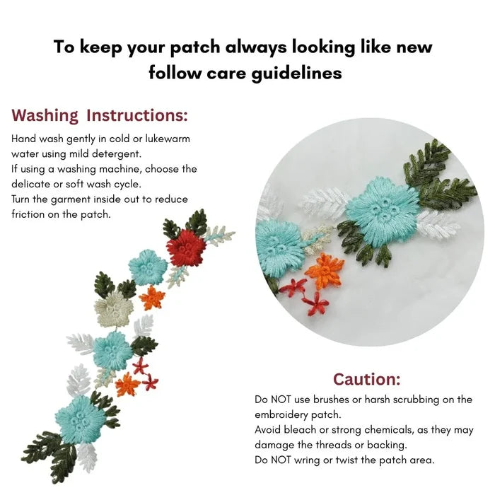 Aquatic Floral Embroidery Patch