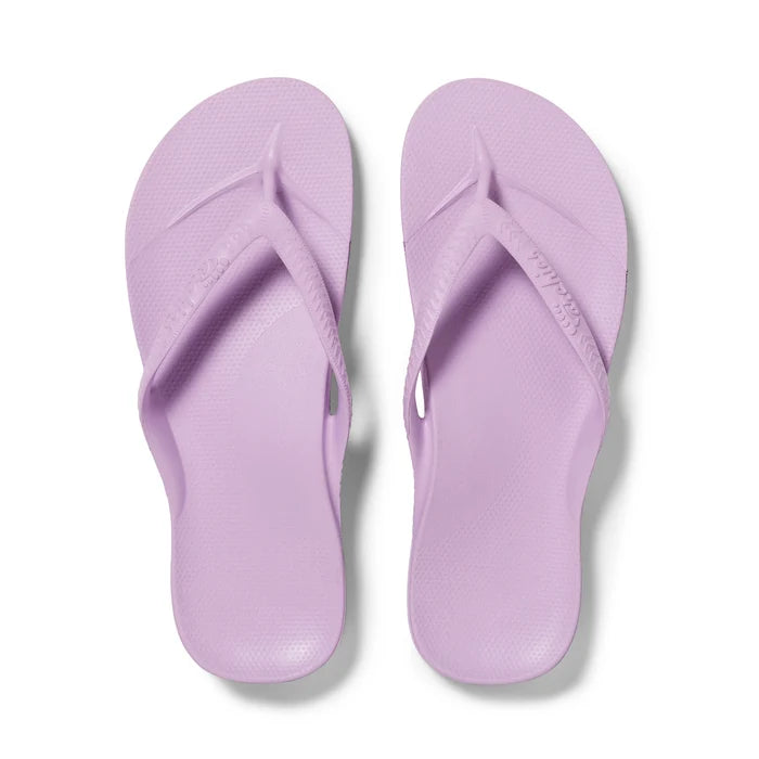 Lilac Archies Arch Support Flip Flops shown from above