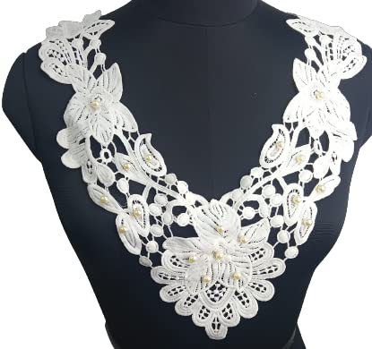 Elegant Art Nouveau floral lace neckline by Ani Accessories, perfect for kurti, blouse, and dress with intricate detailing.