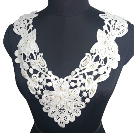 Premium Art Nouveau floral lace neckline by Ani Accessories on women’s apparel, showcasing craftsmanship and stylish design.