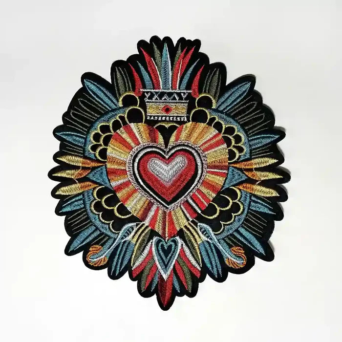 Artisanal Radiant Sacred Heart Mandala Hot fix Patch
