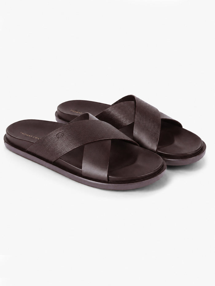 Aster Brown Cross-Strap Sandals| Premium Open Toe Comfort Sandals |TC-2759BR
