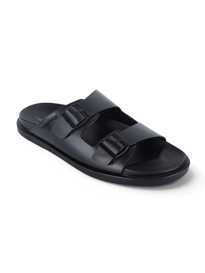 Atlas Black Sandals | Double Buckle Adjustable Casual Sandals |TC-2761BL