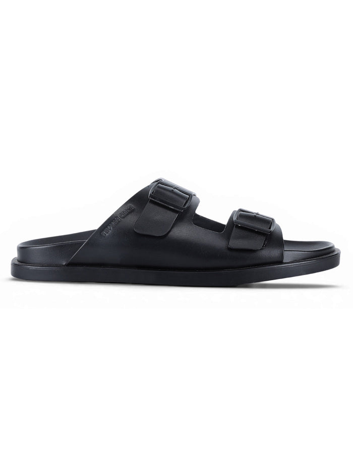 Atlas Black Sandals | Double Buckle Adjustable Casual Sandals |TC-2761BL