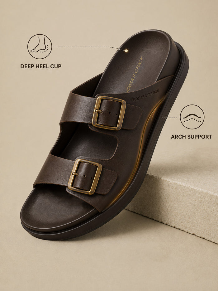 Atlas Brown  Sandals | Double Buckle Adjustable Casual Sandals |TC-2761BR