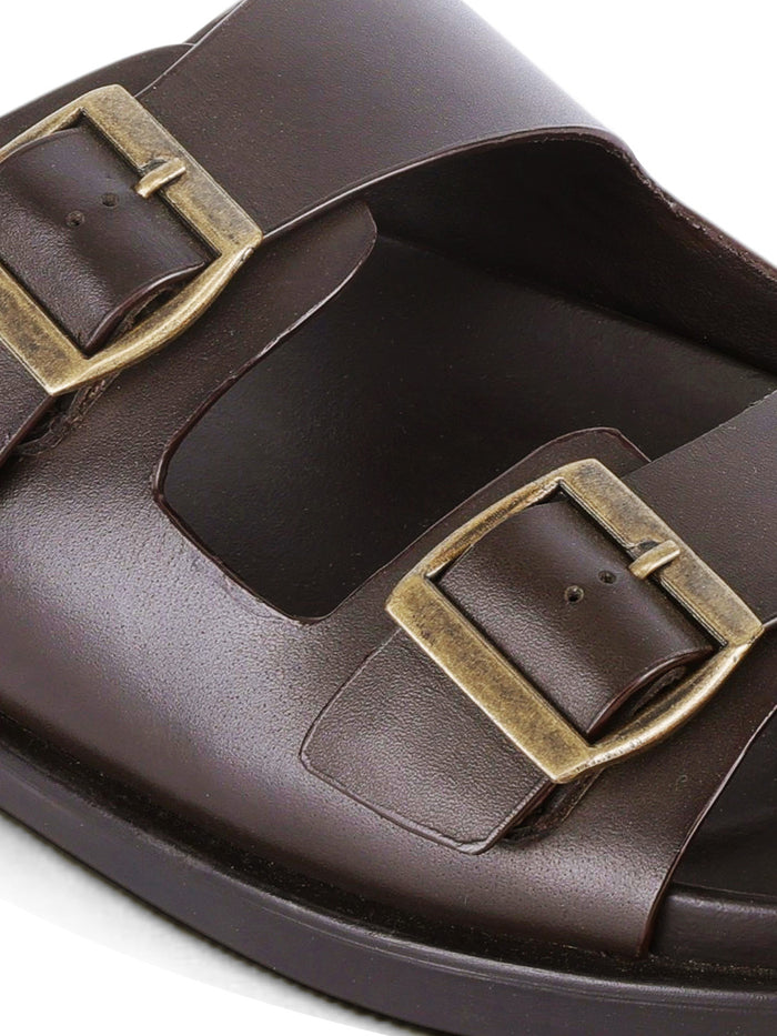 Atlas Brown  Sandals | Double Buckle Adjustable Casual Sandals |TC-2761BR